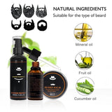 Deluxe Beard Growth Kit Oil + Shampoo + Balm + Comb + Brush